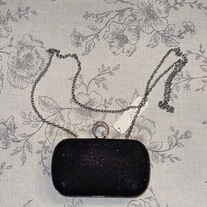 Charming Charlie Black Clutch With Chain
